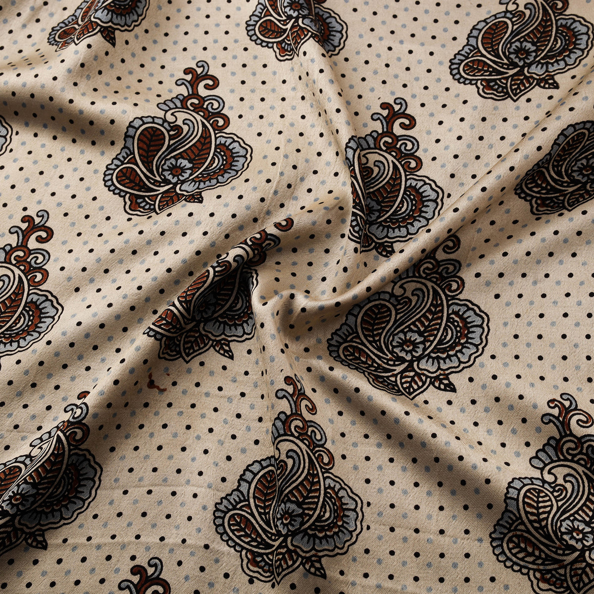 Kutch Hand Block Ajrakh Print Natural Dyed Mashru Silk Fabric 12