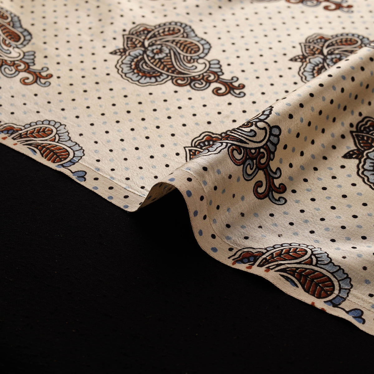 Kutch Hand Block Ajrakh Print Natural Dyed Mashru Silk Fabric 12