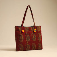 Maroon - Handcrafted Quilted Cotton Hand Bag 12