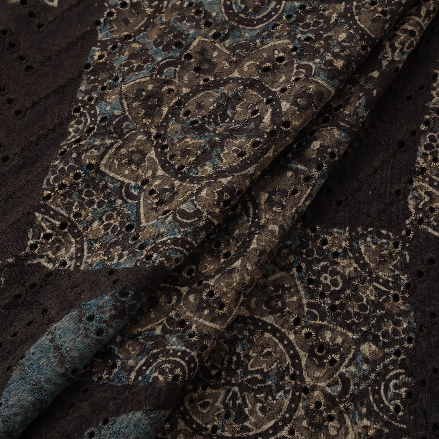Natural Dyed Ajrakh Hand Block Print Cotton Hakoba Fabric 89