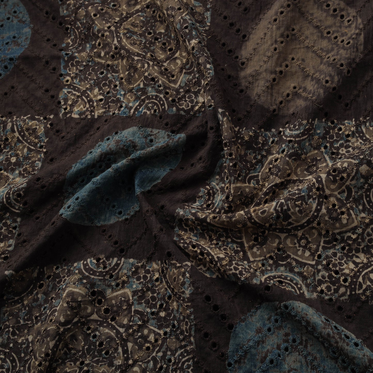 Natural Dyed Ajrakh Hand Block Print Cotton Hakoba Fabric 89