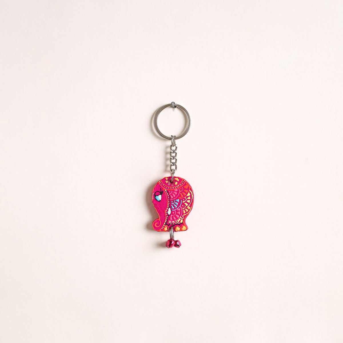 Fish - Abstract Pastel Handpainted Hand-Carved Wooden Keychain 09