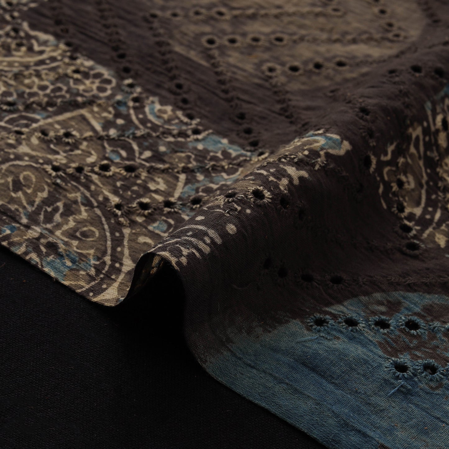 Natural Dyed Ajrakh Hand Block Print Cotton Hakoba Fabric 89