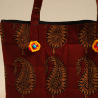 Maroon - Handcrafted Quilted Cotton Hand Bag 12