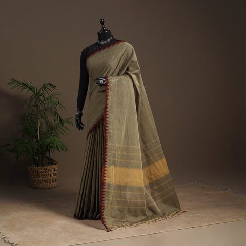 Brown - kandangi chettinad cotton saree with border 96