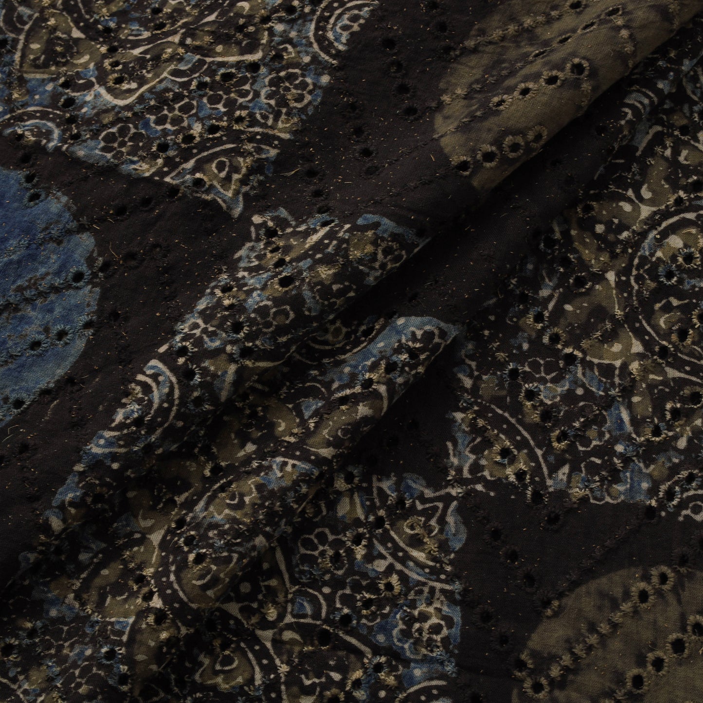 Natural Dyed Ajrakh Hand Block Print Cotton Hakoba Fabric 90