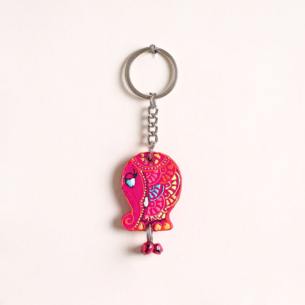Fish - Abstract Pastel Handpainted Hand-Carved Wooden Keychain 09