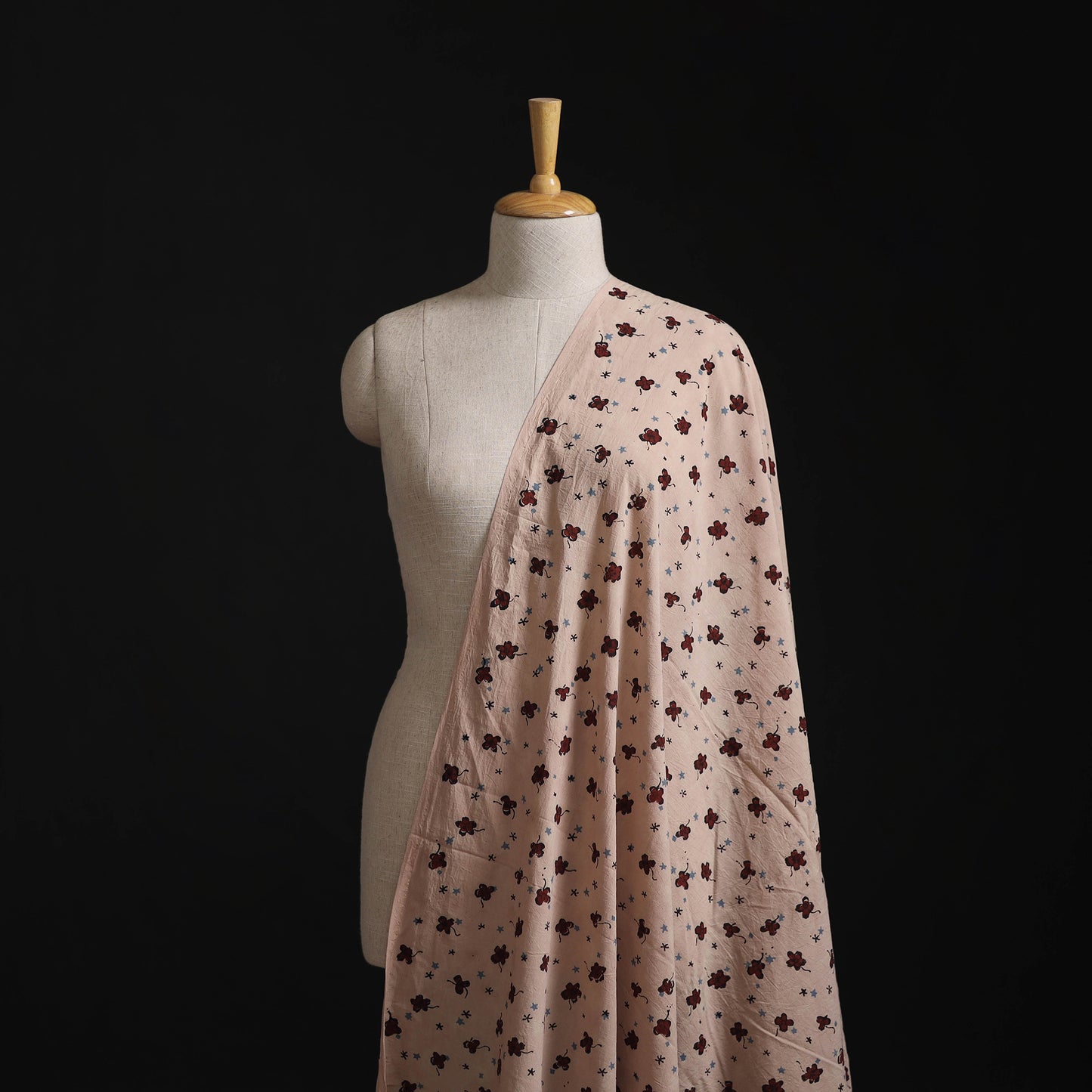 Beige - Kutch Hand Block Ajrakh Print Natural Dyed Cotton Fabric 06
