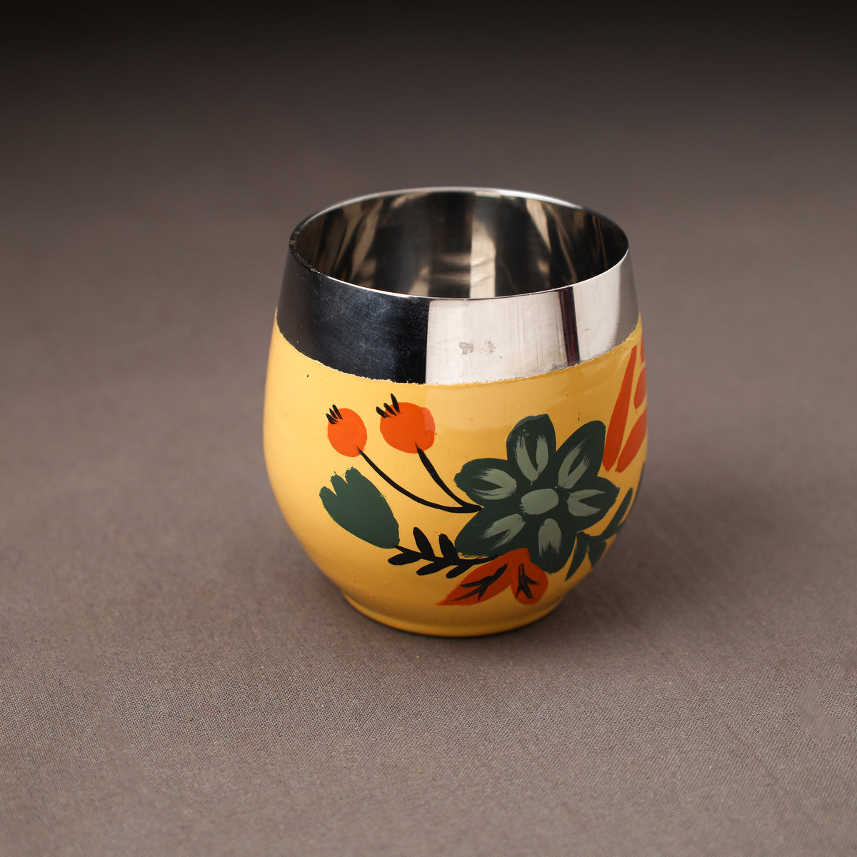 Floral Handpainted Enamelware Stainless Steel Glass 36