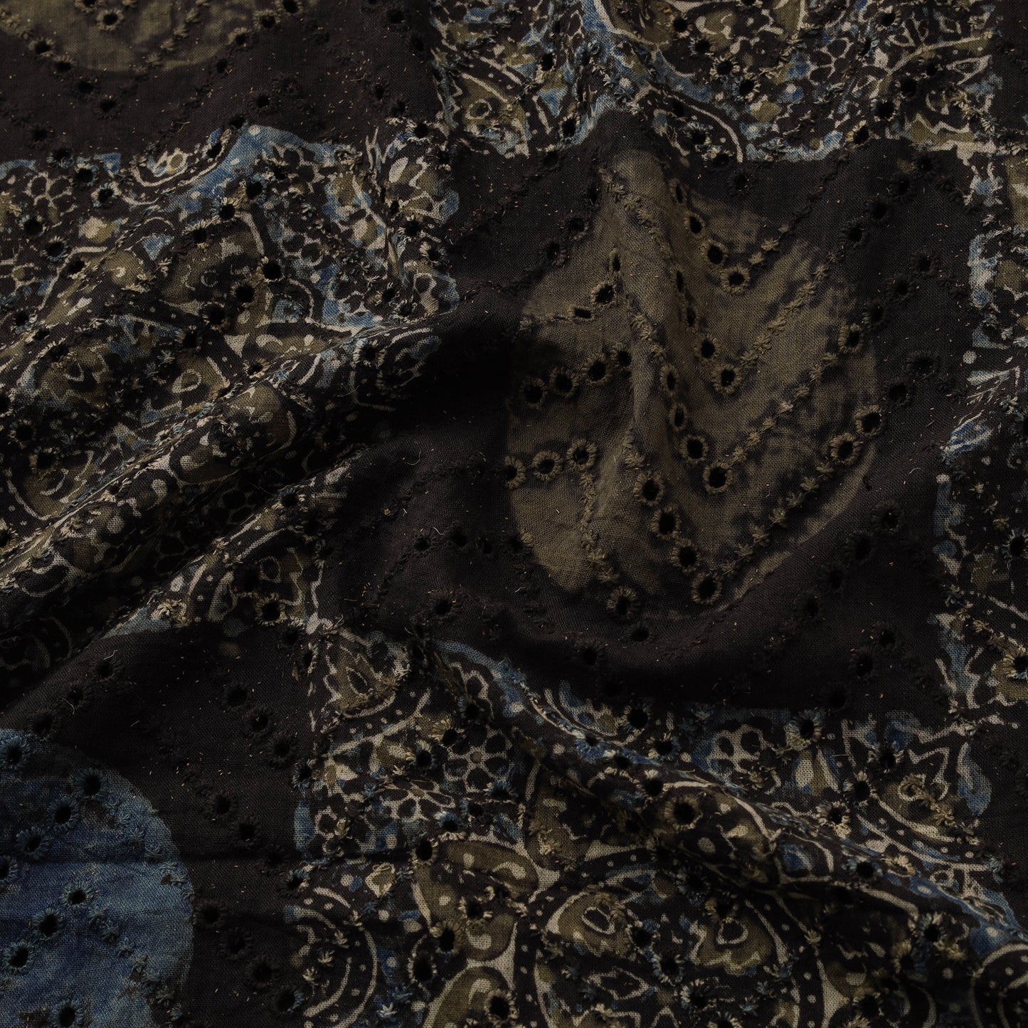 Natural Dyed Ajrakh Hand Block Print Cotton Hakoba Fabric 90