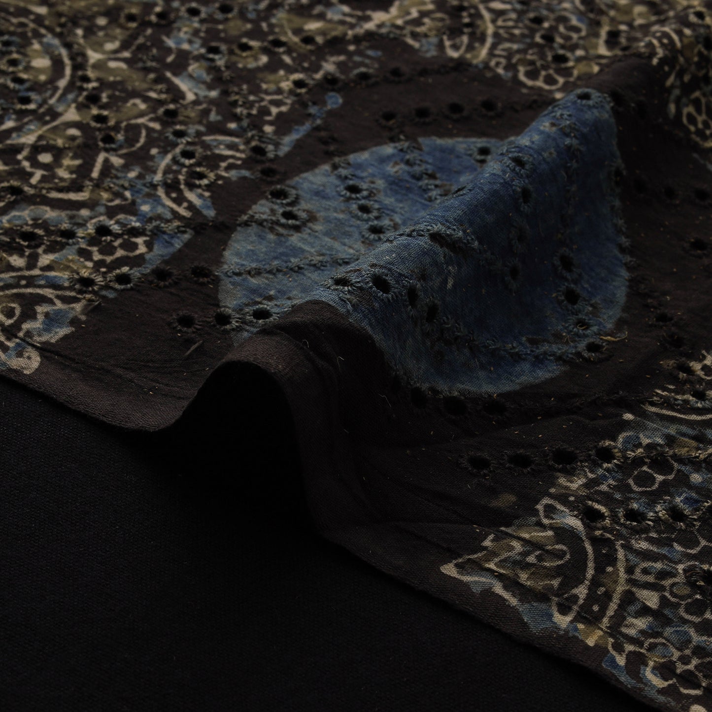 Natural Dyed Ajrakh Hand Block Print Cotton Hakoba Fabric 90