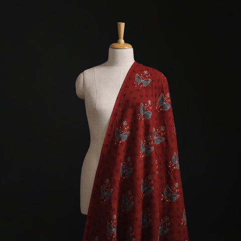 Maroon - Kutch Hand Block Ajrakh Print Natural Dyed Cotton Fabric 08