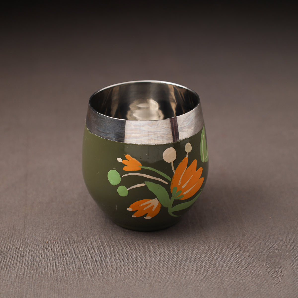 Floral Handpainted Enamelware Stainless Steel Glass 37