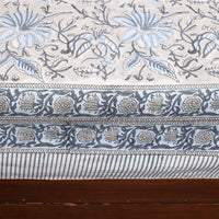 Grey - Pure Cotton Single Sanganeri Print Bed Cover 44