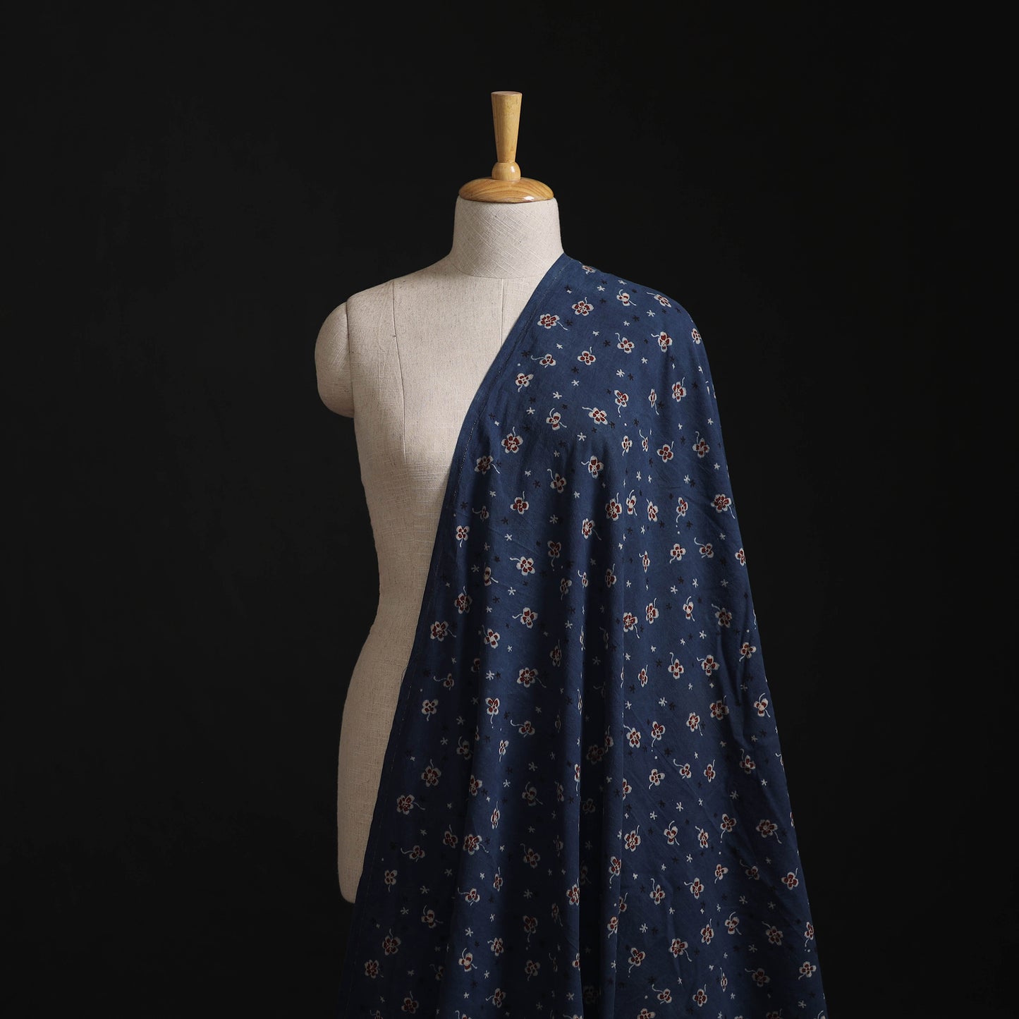 Blue - Kutch Hand Block Ajrakh Print Natural Dyed Cotton Fabric 09