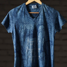 Bindaas art printed cotton women v neck t-shirt 77