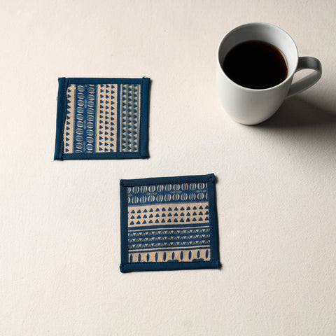 Blue Handmade Cotton Coasters (Set of 2)