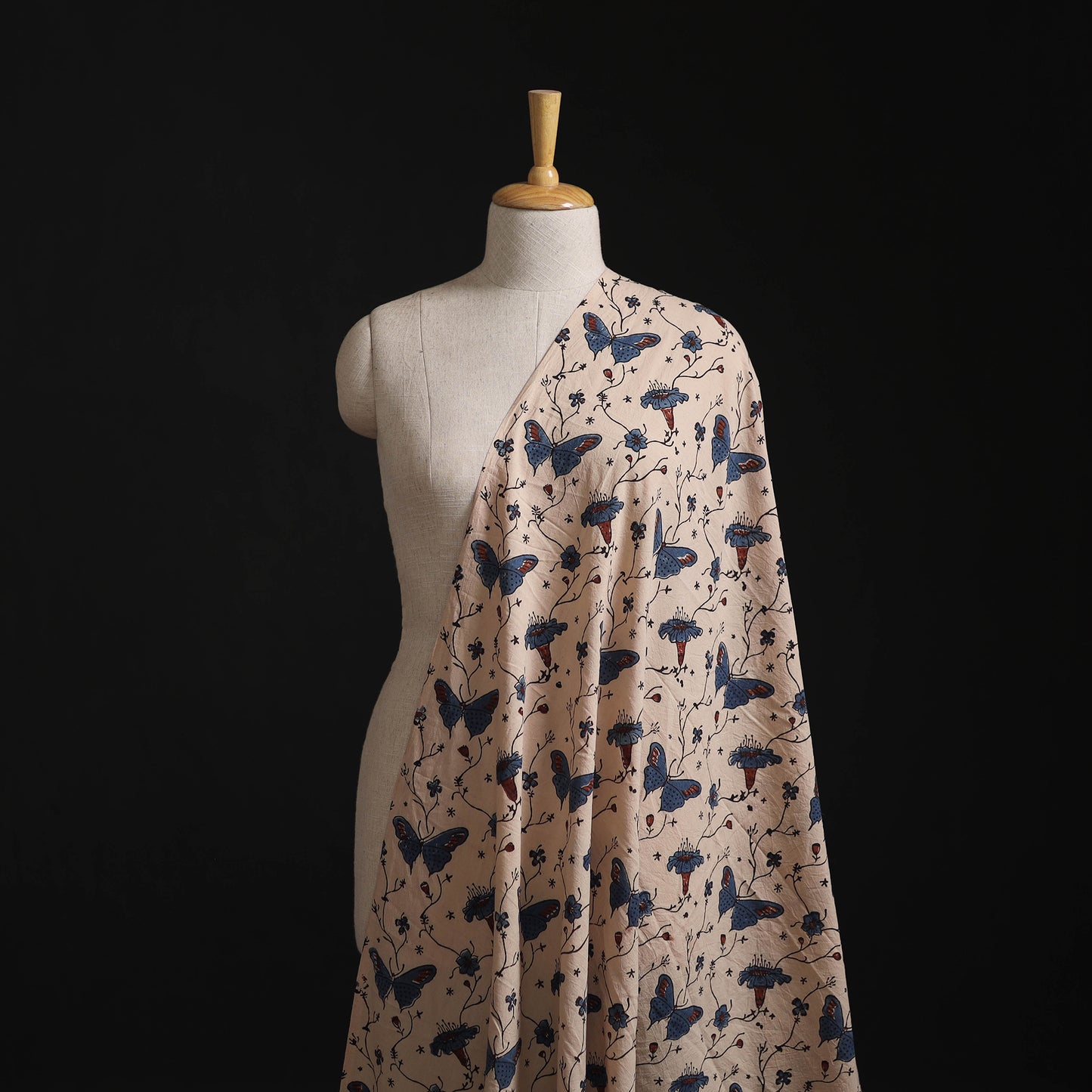 Beige - Kutch Hand Block Ajrakh Print Natural Dyed Cotton Fabric 10