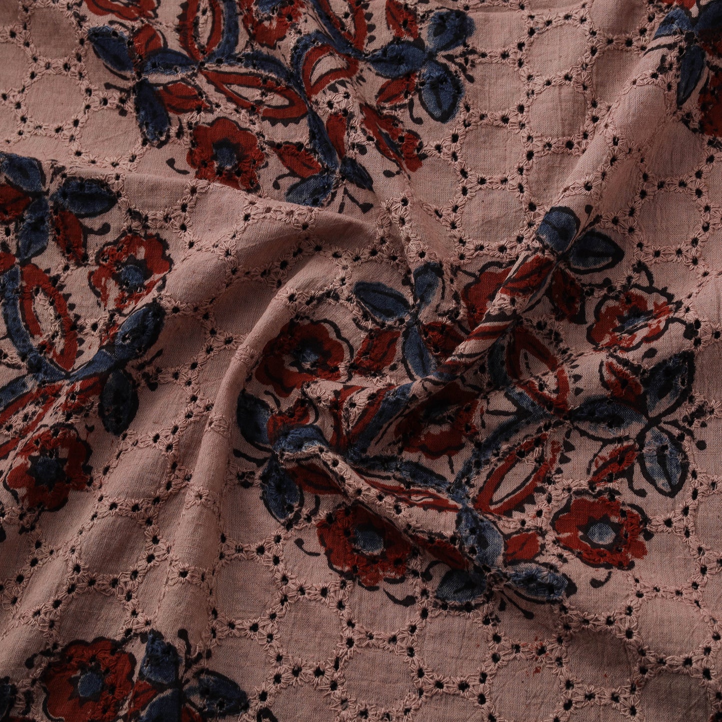 Natural Dyed Ajrakh Hand Block Print Cotton Hakoba Fabric 91