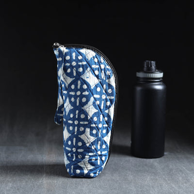 Blue Handmade Cotton 1L Water Bottle Cover