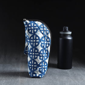 Blue Handmade Cotton 1L Water Bottle Cover