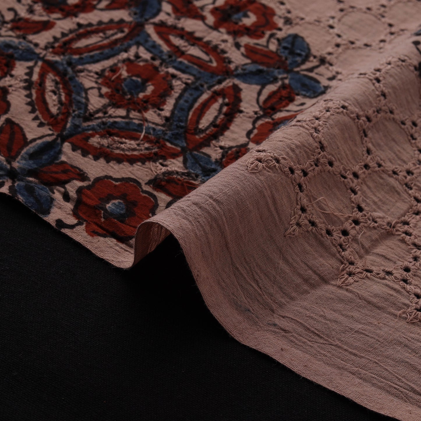 Natural Dyed Ajrakh Hand Block Print Cotton Hakoba Fabric 91