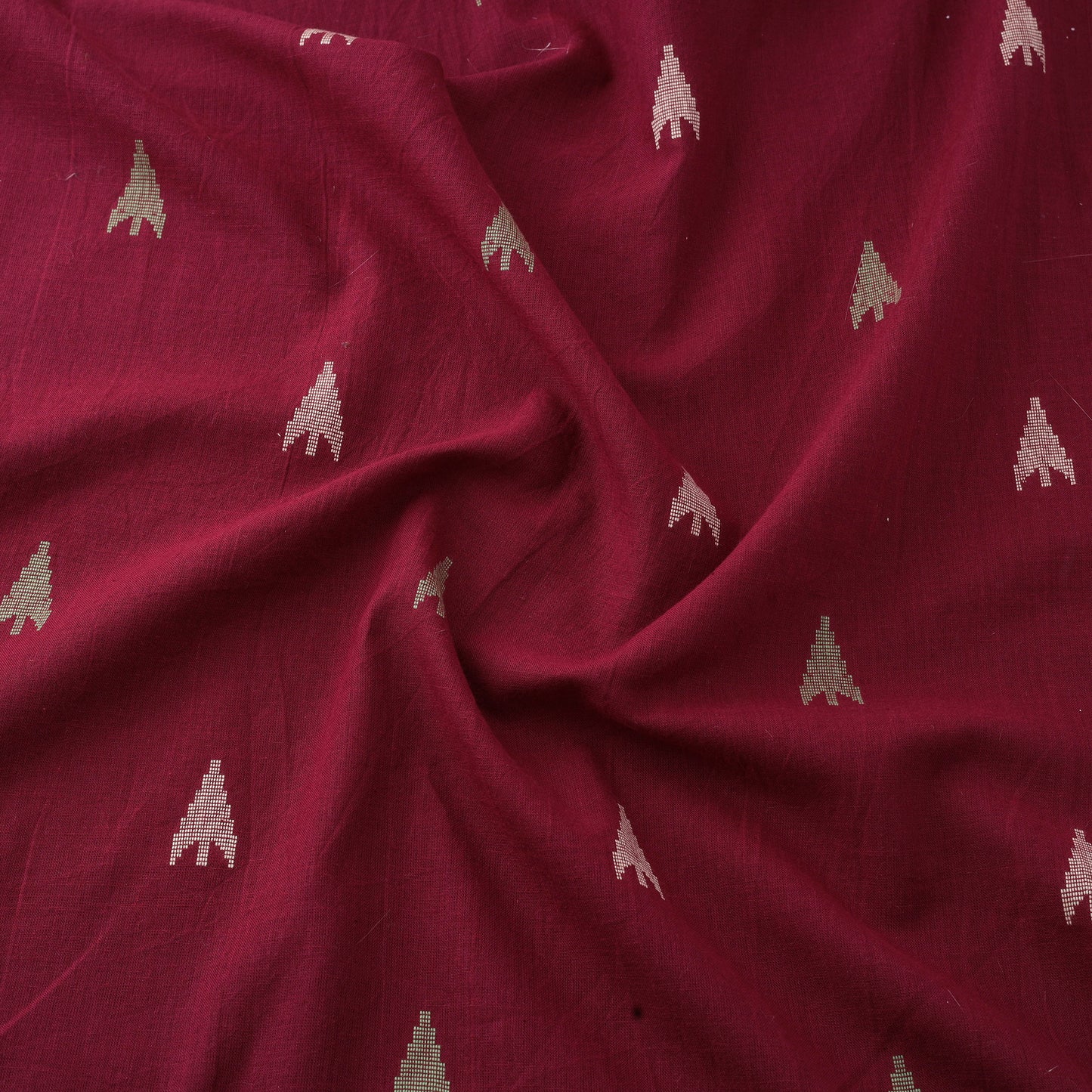 Red Prewashed Cotton Jacquard Fabric