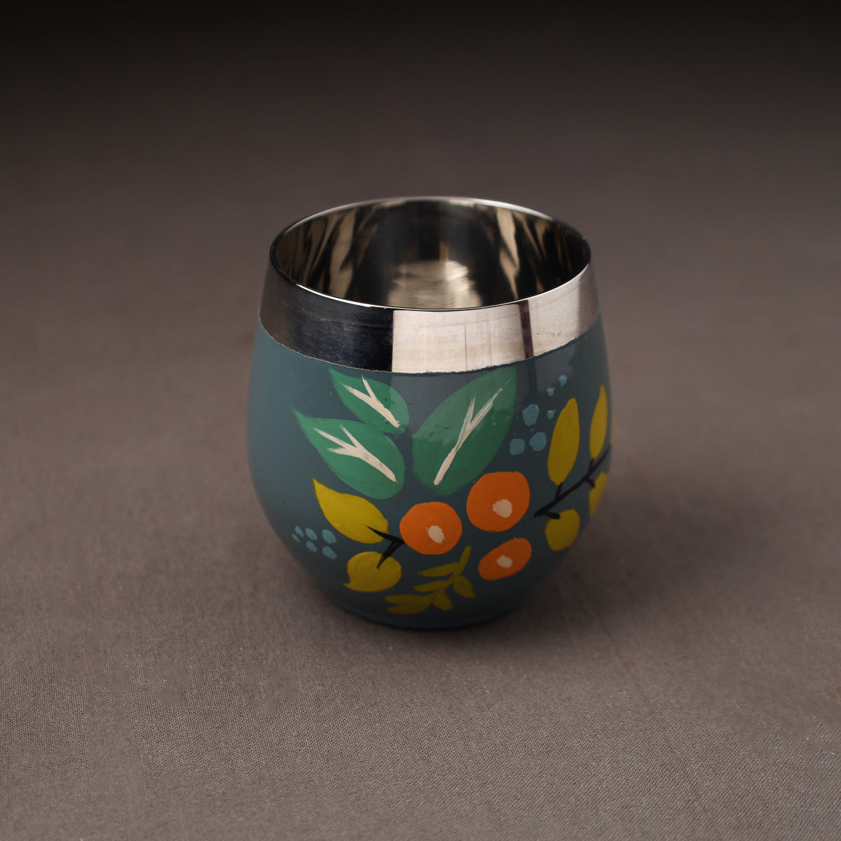 Floral Handpainted Enamelware Stainless Steel Glass 38