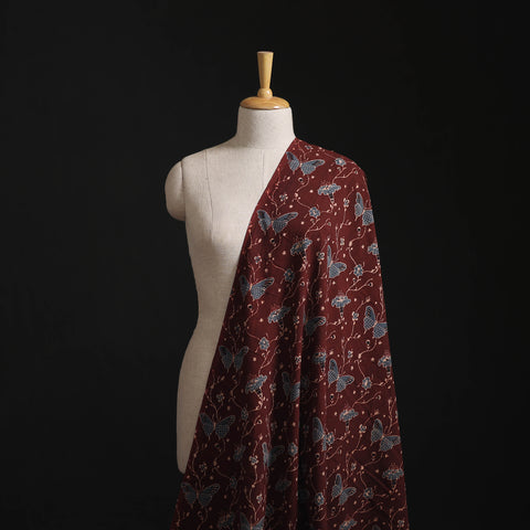 Maroon - Kutch Hand Block Ajrakh Print Natural Dyed Cotton Fabric 12