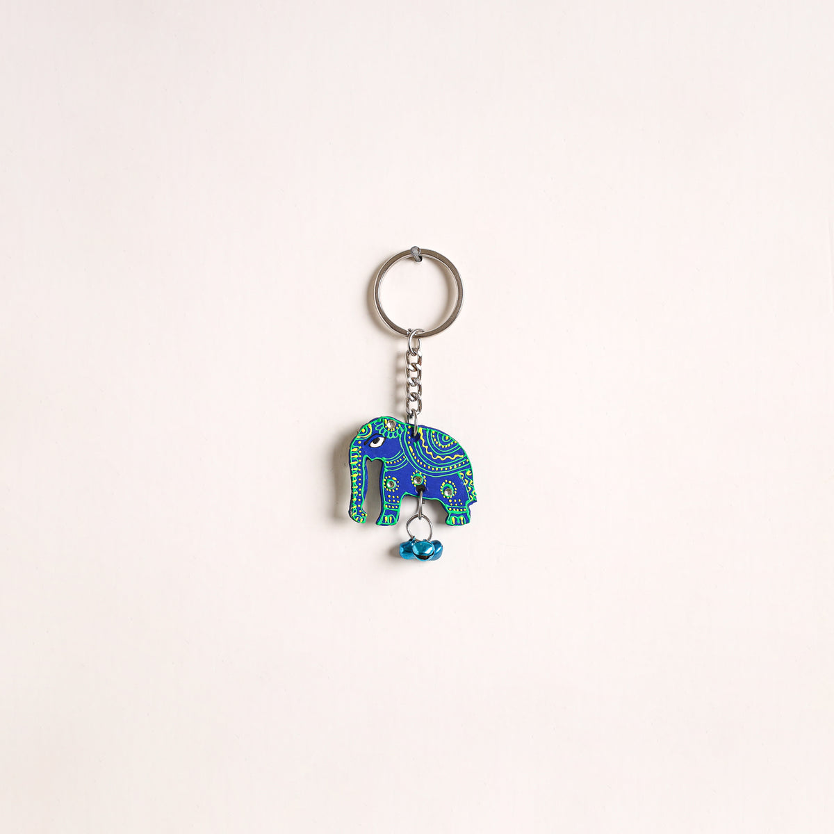 Elephant - Abstract Pastel Handpainted Hand-Carved Wooden Keychain 13