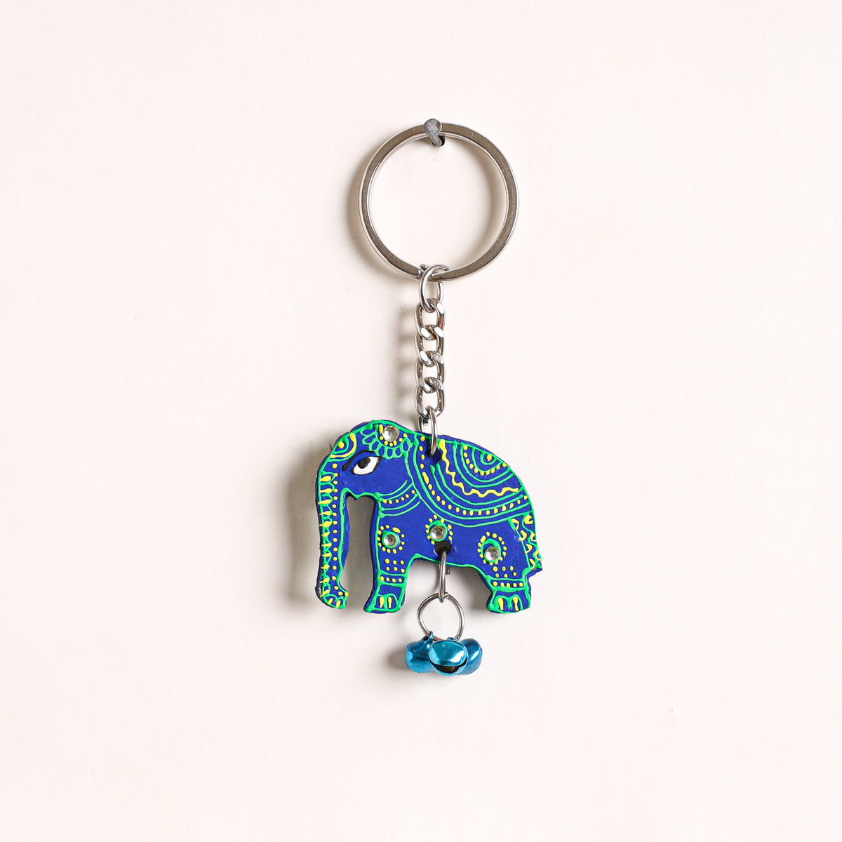 Elephant - Abstract Pastel Handpainted Hand-Carved Wooden Keychain 13
