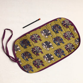  Kalamkari Fabric Multipurpose Segmented Make-up Brush Wrap Pouch/Case 