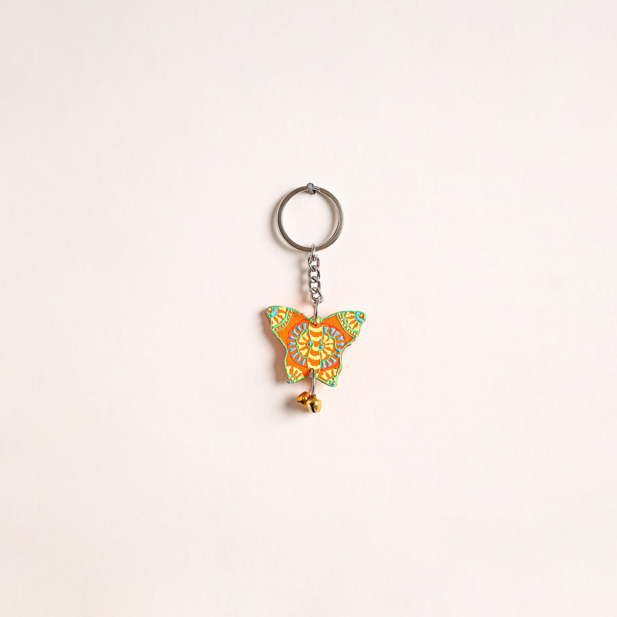 Butterfly - Abstract Pastel Handpainted Hand-Carved Wooden Keychain 14
