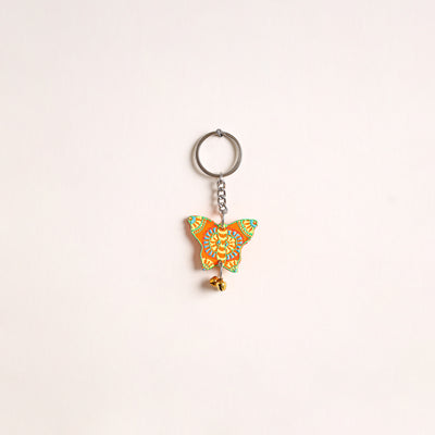 Butterfly - Abstract Pastel Handpainted Hand-Carved Wooden Keychain 14