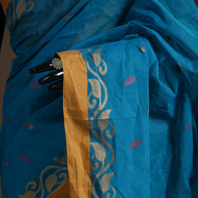Blue - bengali tant saree with matching jewellery & blouse