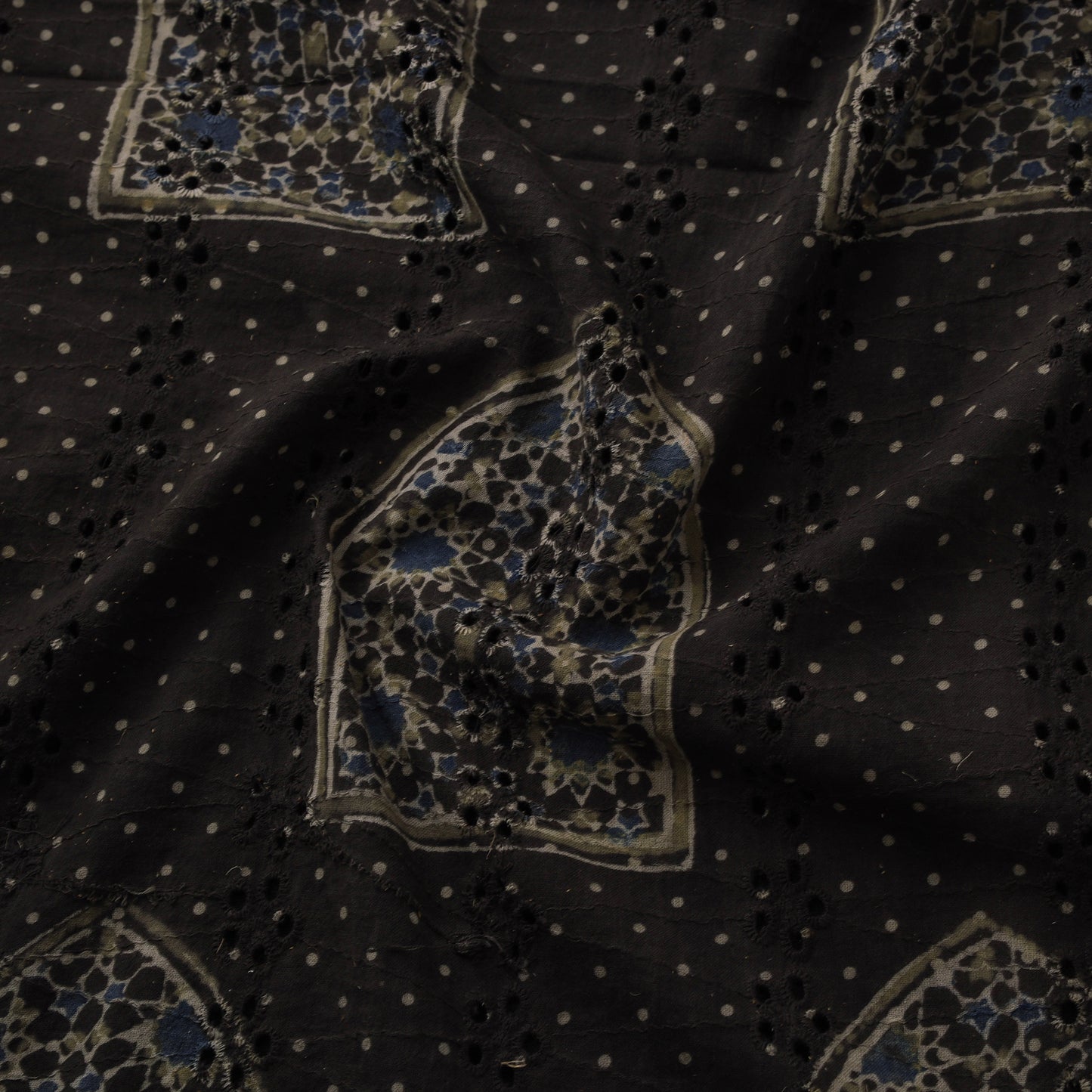 Natural Dyed Ajrakh Hand Block Print Cotton Hakoba Fabric 93