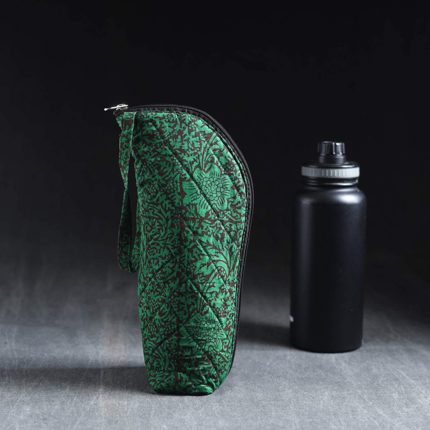 Green Handmade Cotton 1L Water Bottle Cover