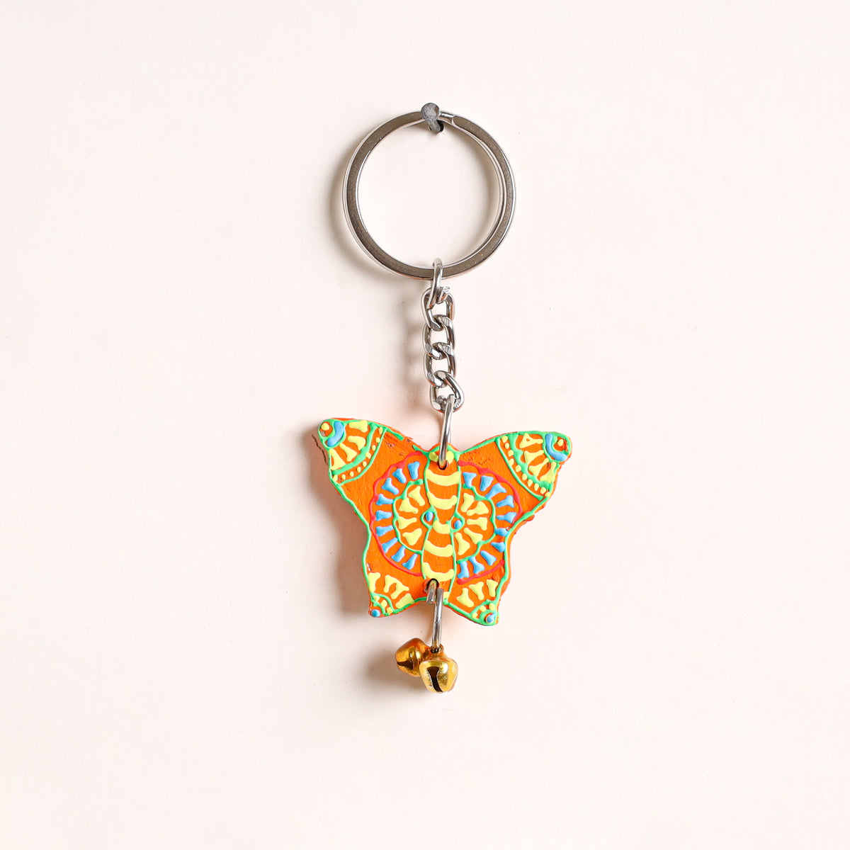 Butterfly - Abstract Pastel Handpainted Hand-Carved Wooden Keychain 14