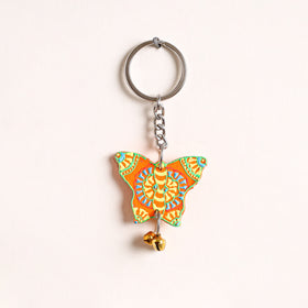 Butterfly - Abstract Pastel Handpainted Hand-Carved Wooden Keychain 14