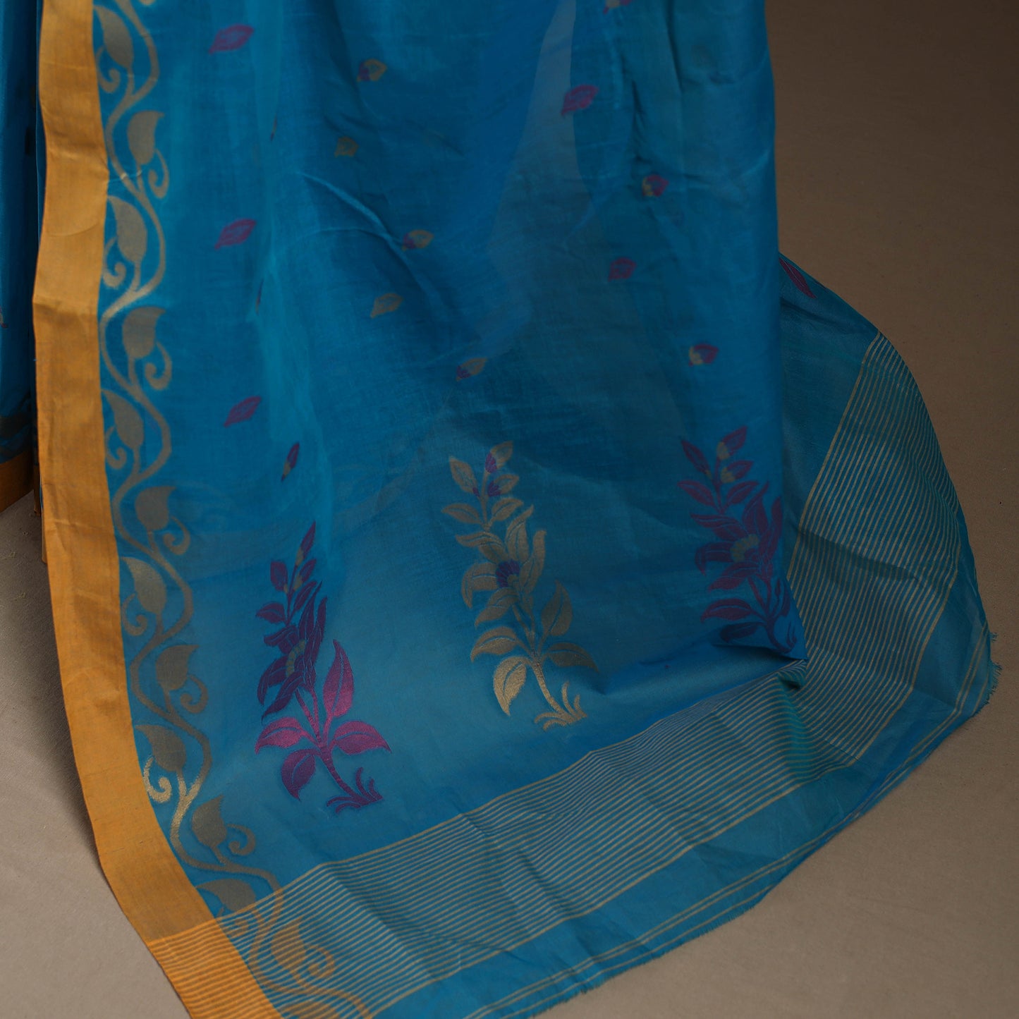 Blue - bengali tant saree with matching jewellery & blouse