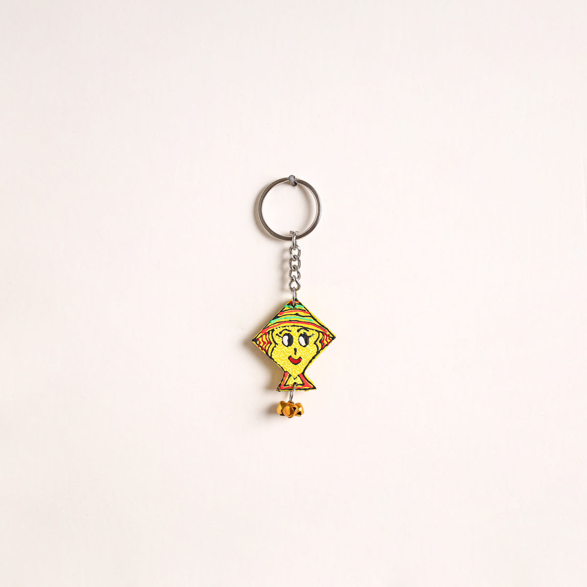 Kite - Abstract Pastel Handpainted Hand-Carved Wooden Keychain 15