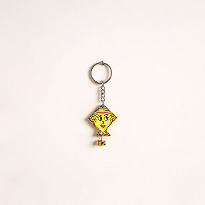 Kite - Abstract Pastel Handpainted Hand-Carved Wooden Keychain 15