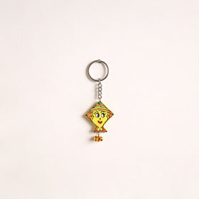 Kite - Abstract Pastel Handpainted Hand-Carved Wooden Keychain 15