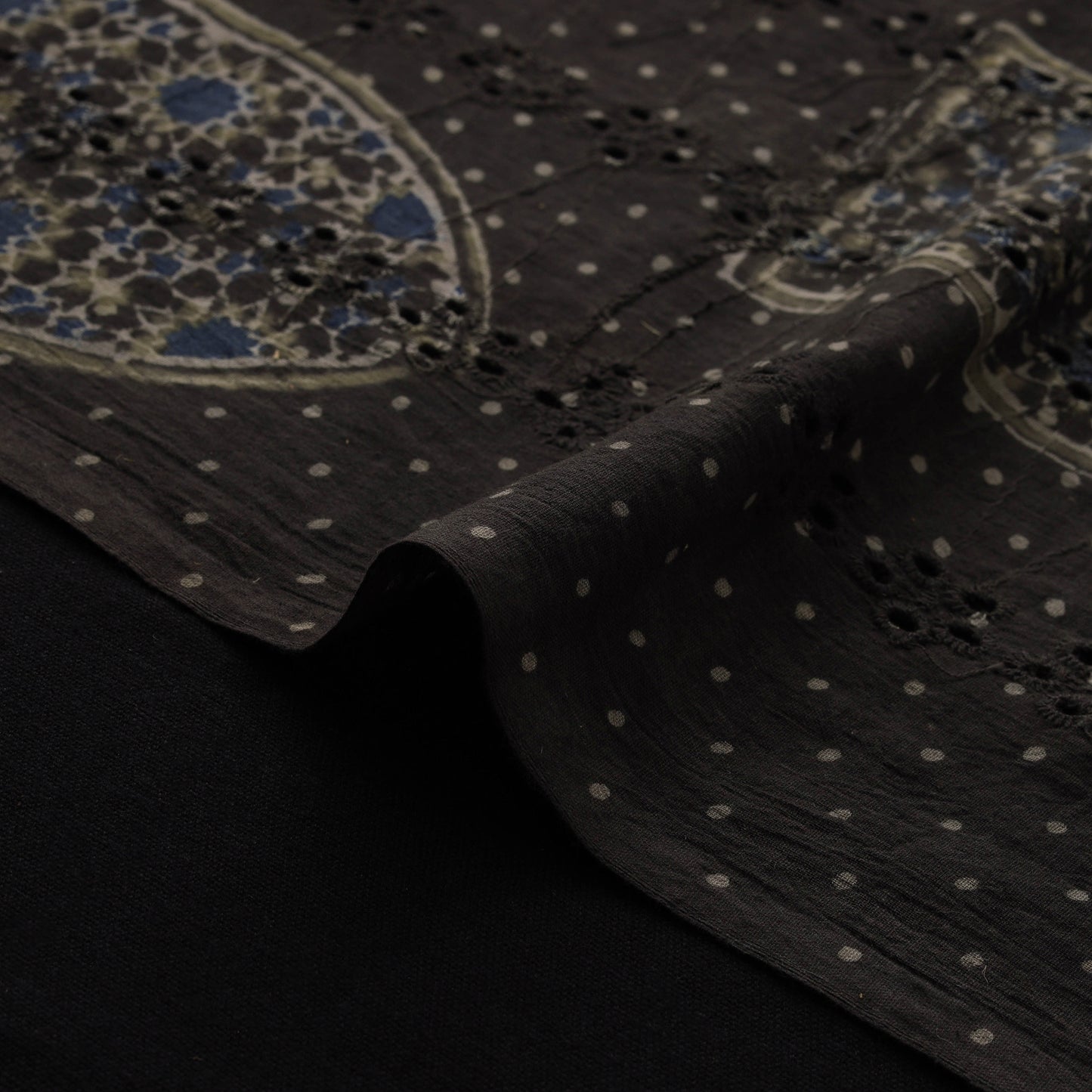 Natural Dyed Ajrakh Hand Block Print Cotton Hakoba Fabric 93