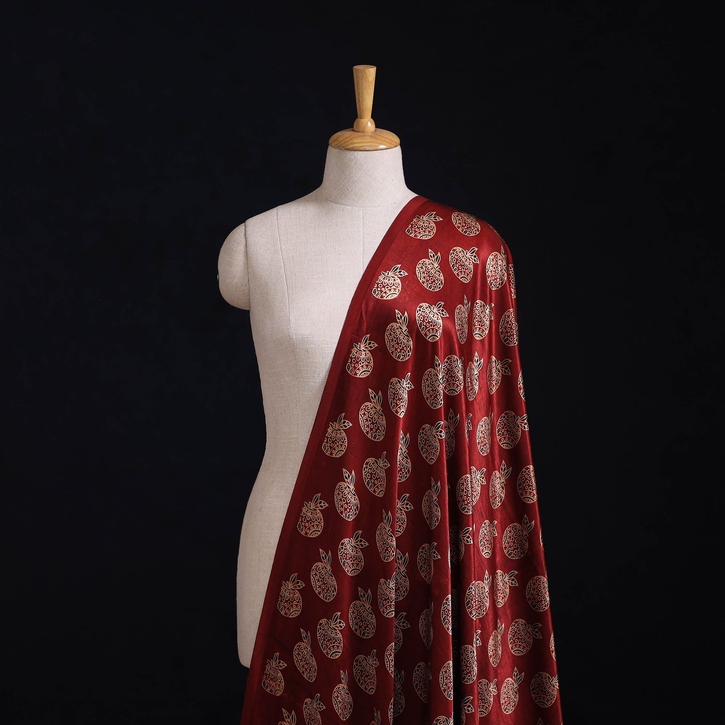 Kutch Hand Block Ajrakh Print Natural Dyed Mashru Silk Fabric 13