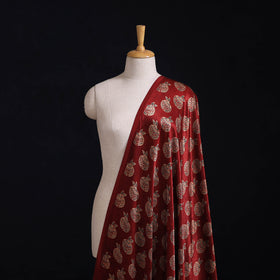Kutch Hand Block Ajrakh Print Natural Dyed Mashru Silk Fabric 13