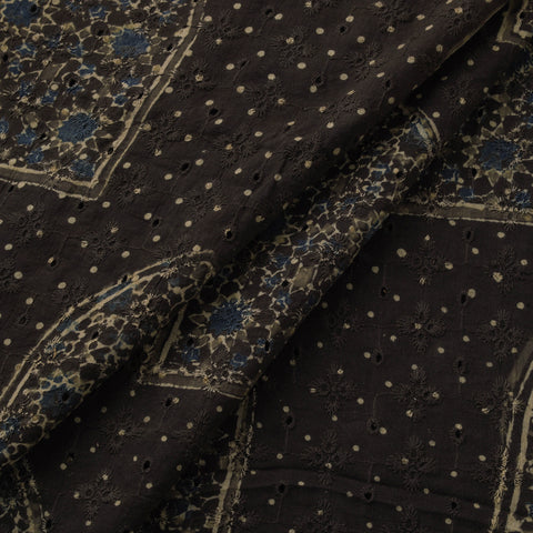 Natural Dyed Ajrakh Hand Block Print Cotton Hakoba Fabric 94