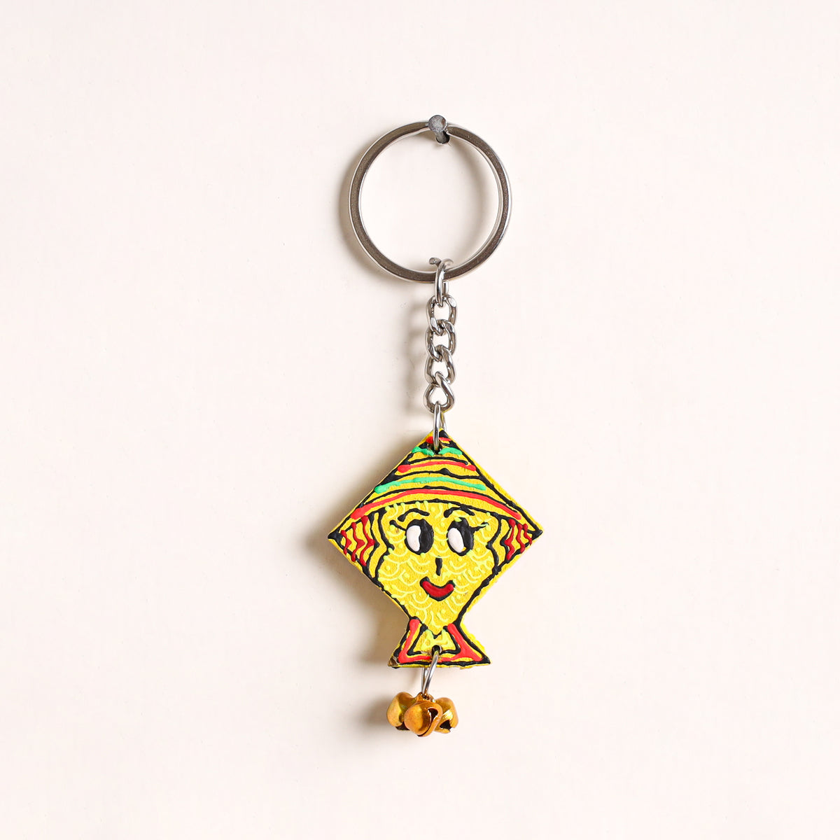Kite - Abstract Pastel Handpainted Hand-Carved Wooden Keychain 15