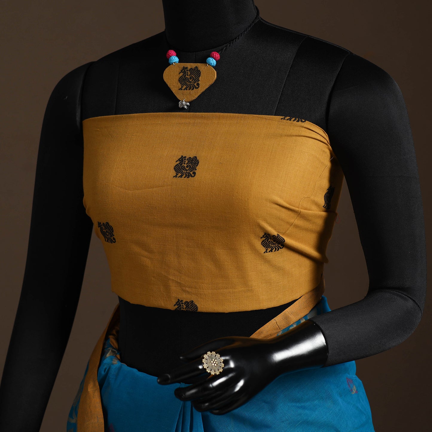 Blue - bengali tant saree with matching jewellery & blouse