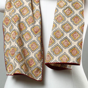 Beige Kalamkari Block Printed Cotton Stole